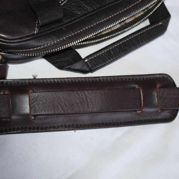 Levenger Brown Leather Multi-Use Messenger Crossbody Bag Organizer 11.5"x9" - Picture 10 of 16